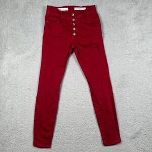 Pilcro & the Letterpress Anthropologie High Rise Skinny Jeans Red Button Fly 26